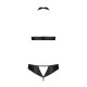 Комплект, открытый топ и трусики из эко-кожи с люверсами Passion MALWIA SET with Open Bra L/XL black