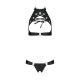 Комплект открытый топ и трусики из эко-кожи с люверсами Passion MALWIA SET Open Bra XXL/XXXL black