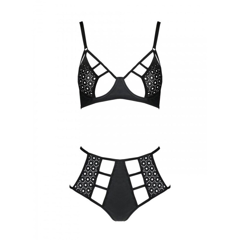 Розпродаж!!! Комплект з екошкіри Passion Tamaris Set black S/M, бюстгальтер та трусики