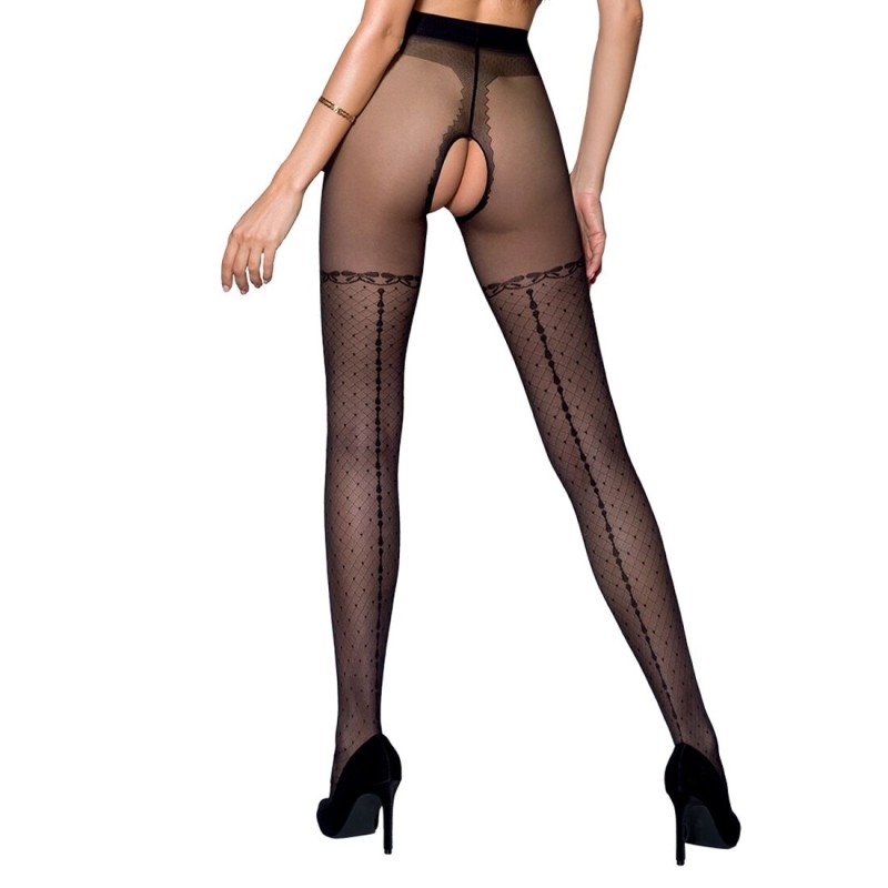 Колготки с открытым доступом, имитация чулок Passion TIOPEN 014 3/4 (20 den), black