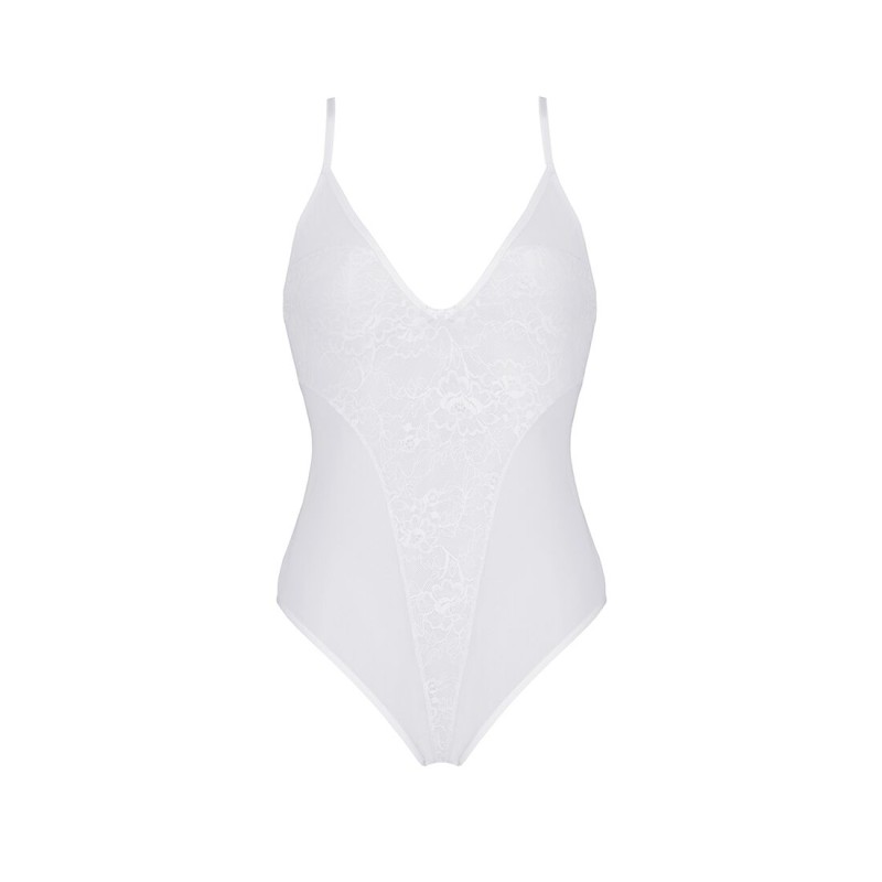 Боди с ажурным декором и открытым шагом Passion URSULA BODY XXL/XXXL, white