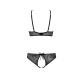 Комплект: бра, трусики с ажурным декором и открытым шагом Passion URSULA SET XXL/XXXL, black
