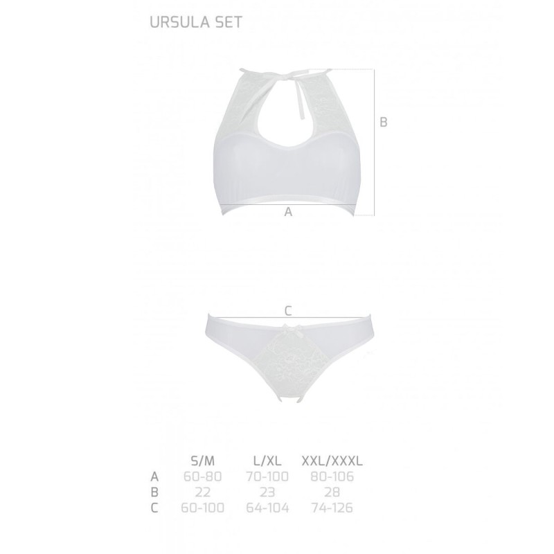 Комплект: бра, трусики с ажурным декором и открытым шагом URSULA SET L/XL, white