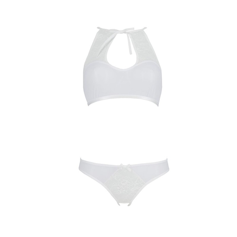 Комплект: бра, трусики с ажурным декором и открытым шагом URSULA SET L/XL, white