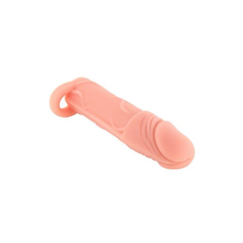 Насадка на член Real Body — Real Extender HUGY з відкритою головкою та кільцем для мошонки