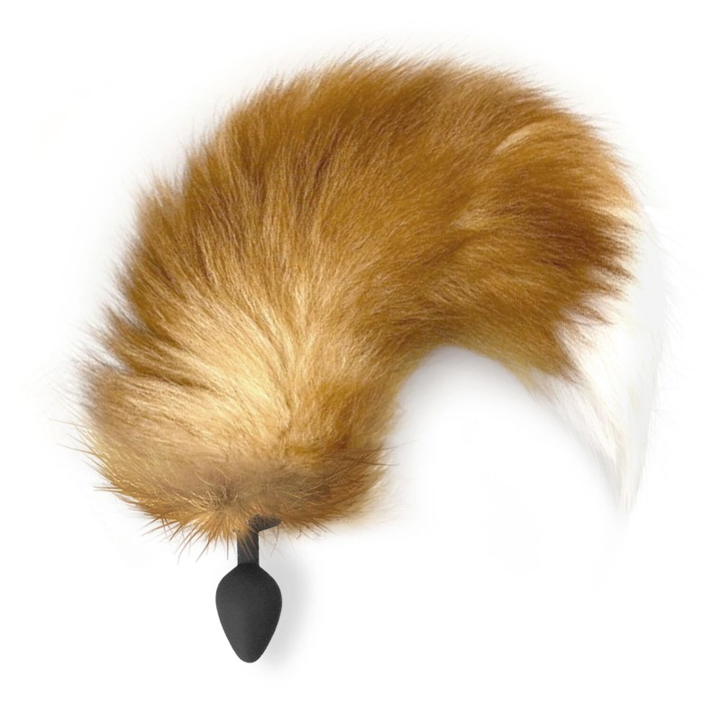 Силиконовая анальная пробка с хвостом из натурального меха Art of Sex size M  Red Fox fox
