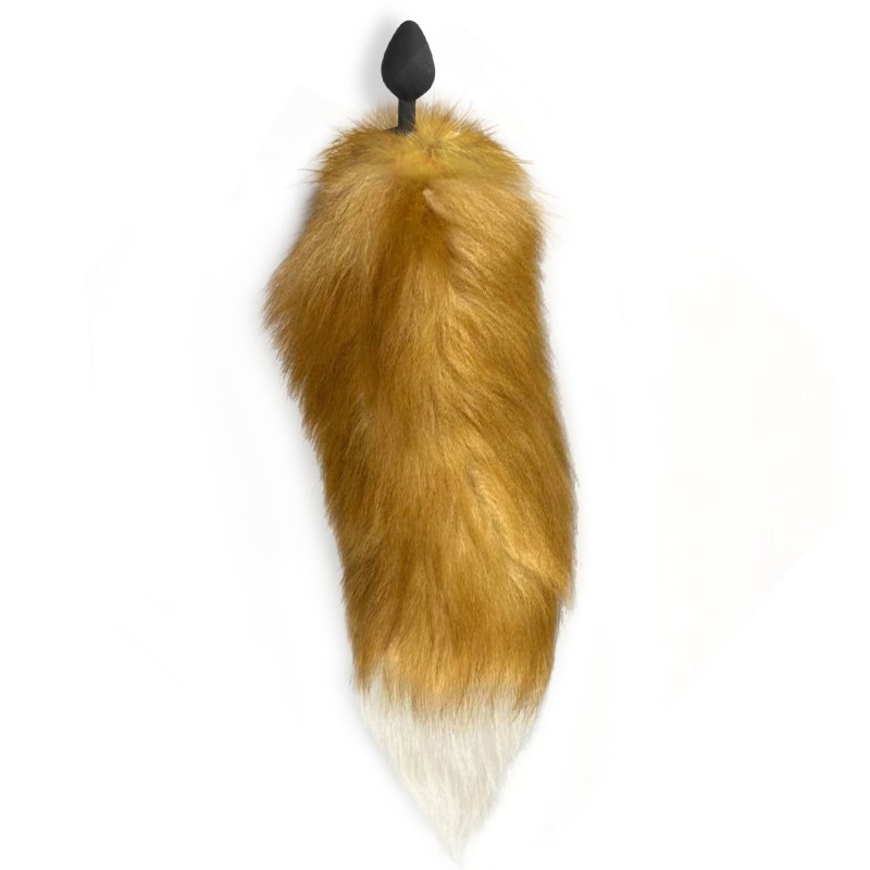 Силиконовая анальная пробка с хвостом из натурального меха Art of Sex size M  Red Fox fox