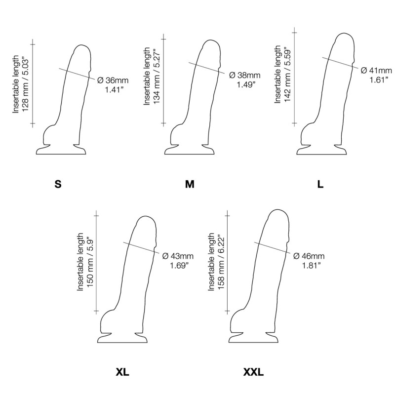 Реалістичний фалоімітатор Strap-On-Me Sliding Realistic Skin Dildo Black M, ефект рухливої шкіри