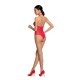 Бодістокінг з декольте Passion BS088 red, імітація корсетної шнурівки