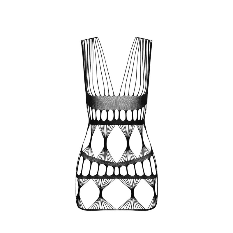 Бодістокінг-сукня Passion BS089 black, міні, плетіння у вигляді павутини