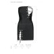 Мінісукня з екошкіри Passion CELINE CHEMISE L/XL, black, шнурівка, трусики в комплекті