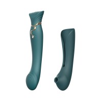 Смартвібратор 3в1 Zalo — Queen Set Jewel Green, пульсівна перлина та вакуум, кристал Swarovski