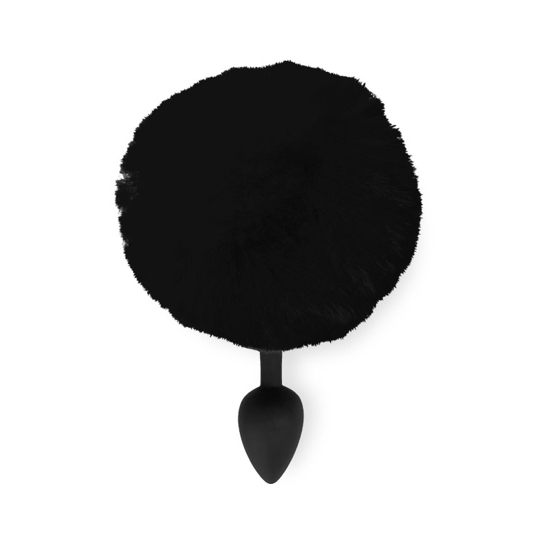 Силиконовая анальная пробка М Art of Sex - Silicone Butt plug Rabbit Tail Black, диаметр 3,5 см