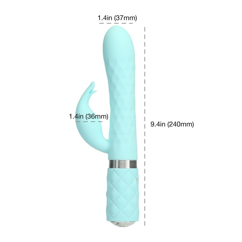 Розкішний кролик з ротацією та вібрацією Pillow Talk Lively Teal, кристал Сваровскі, потрійний відро