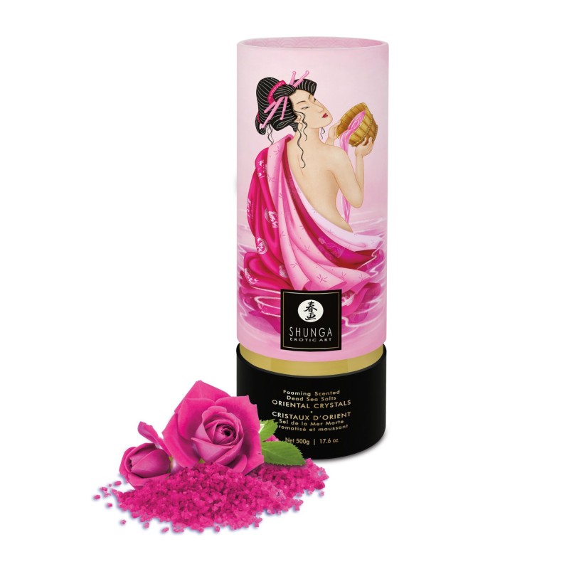 Пінлива сіль для ванни Shunga Dead Sea salt Oriental Crystals — Rose Petal (500 г), Мертвого моря