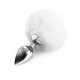 Металлическая анальная пробка М Art of Sex - Metal Butt plug Rabbit Tail White, диаметр 3,4 см