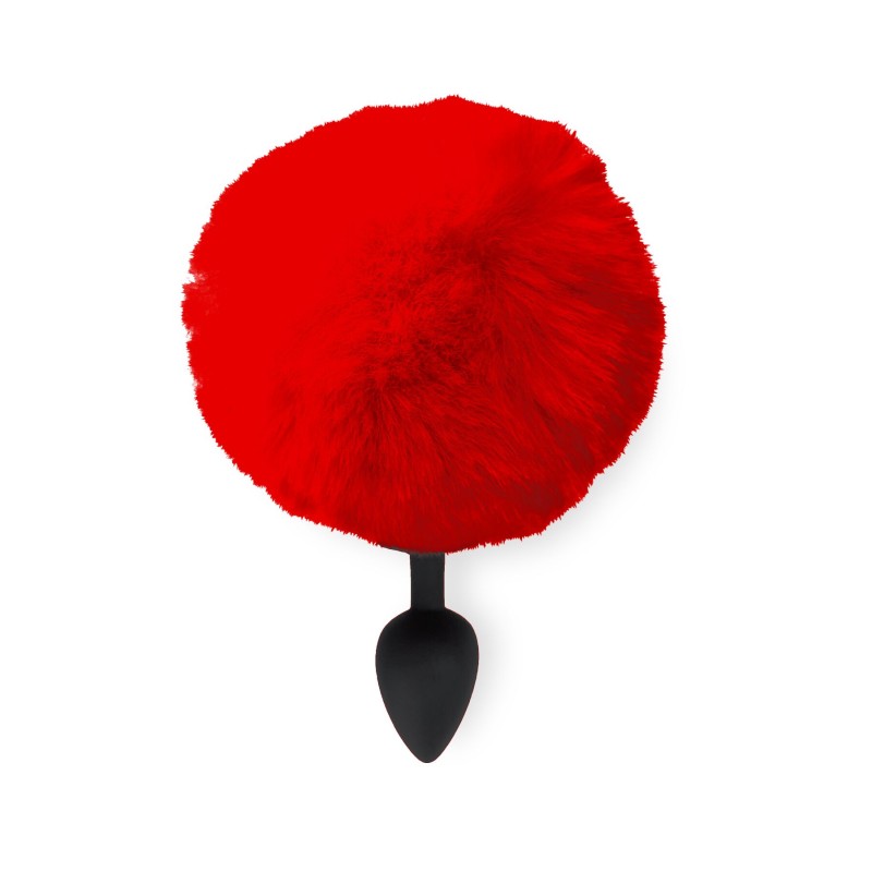 Силиконовая анальная пробка М Art of Sex - Silicone Butt plug Rabbit Tail Red, диаметр 3,5 см