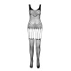Бодістокінг Passion ECO BS001 One Size white, з доступом, імітація підв’язок, флористичний декор