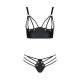 Комплект из экокожи Passion MALWIA BIKINI 4XL/5XL black, с люверсами и ремешками, бра, трусики
