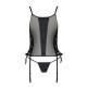 Сітчастий корсет з екошкіри Passion MALWIA CORSET 6XL/7XL black, з люверсами та знімними пажами