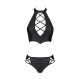 Комплект из экокожи Passion NANCY BIKINI 6XL/7XL black, бра и трусики с имитацией шнуровки