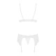 Мереживний комплект білизни Obsessive 810-SEG-1 L/XL White, бюстгальтер, стрінги, пояс для панчіх