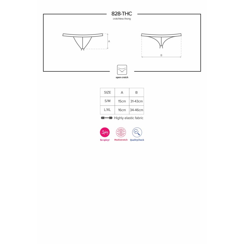 Кружевные танга с доступом Obsessive 828-THC-1 crotchless thong S/M, черные
