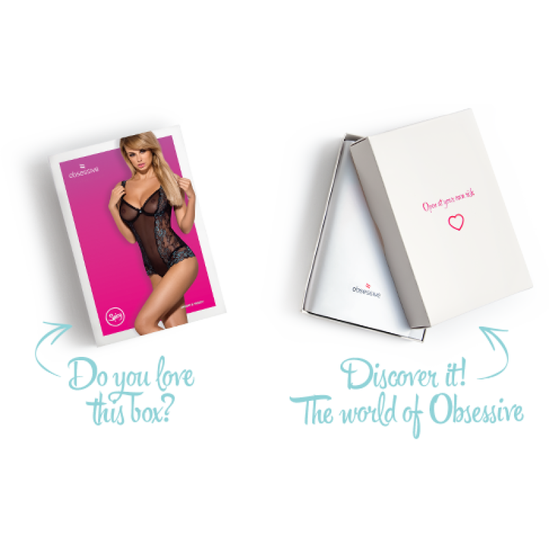Сітчасте боді на кісточках Obsessive Amanta teddy L/XL, чорне, з доступом