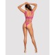 Сітчастий бодістокінг із поздовжніми вирізами Obsessive B121 teddy S/M/L, рожевий