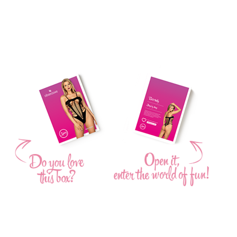 Бодістокінг із поперечними вирізами Obsessive B122 teddy S/M/L, чорний