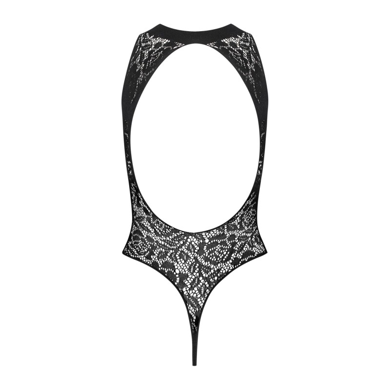 Ажурний бодістокінг із ефектом шнурівки Obsessive B129 teddy black S/M/L, чорний, з доступом