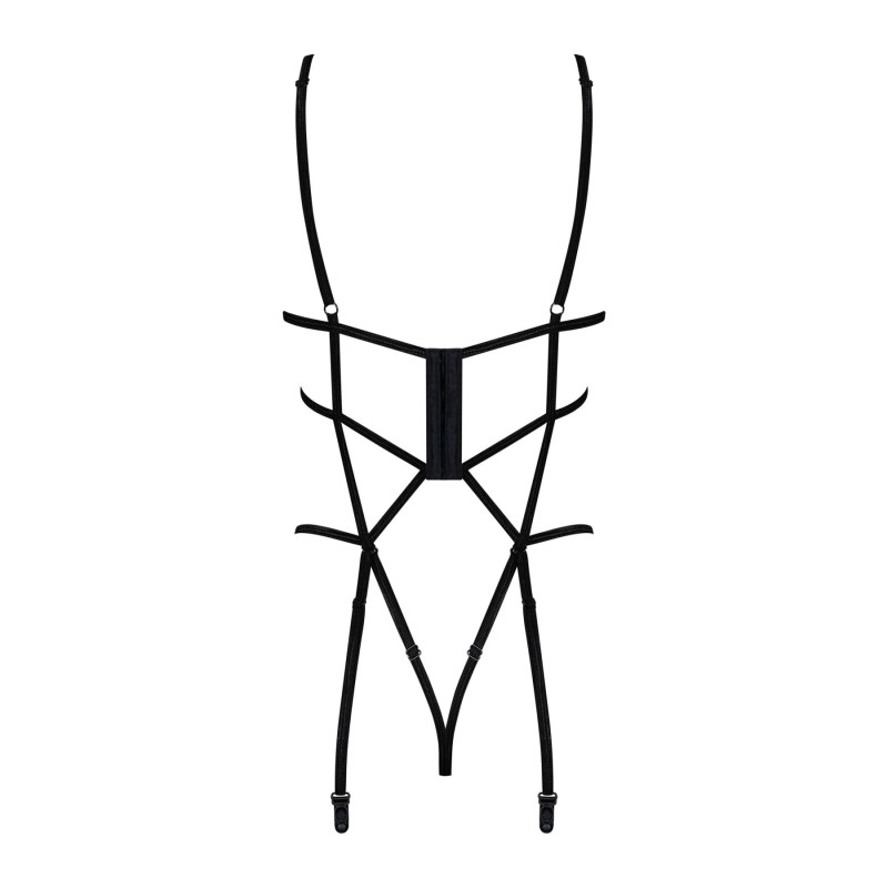 Боді зі стреп із доступом Obsessive Badossa crotchless teddy S/M, чорний