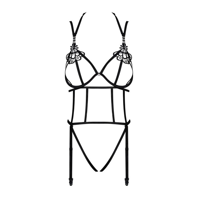 Боди из стреп с доступом Obsessive Badossa crotchless teddy L/XL, черный