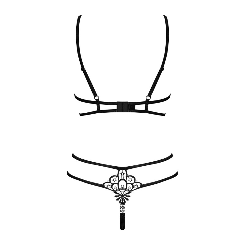 Еротичний комплект зі стреп Obsessive Badossa 2-pcs set S/M, чорний, з доступом