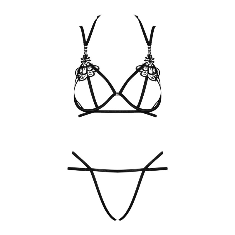 Еротичний комплект зі стреп Obsessive Badossa 2-pcs set S/M, чорний, з доступом