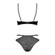 Эротический комплект под латекс со стрепами Obsessive Bagirela 2-pcs set L/XL, черный, под леопард,