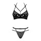 Эротический комплект под латекс со стрепами Obsessive Bagirela 2-pcs set L/XL, черный, под леопард,