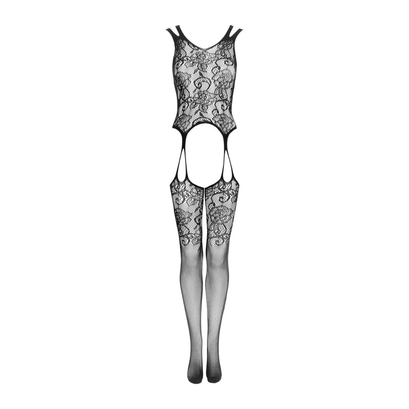 Бодістокінг Obsessive Bodystocking F237 XL/XXL, рослинне плетіння, імітація панчіх