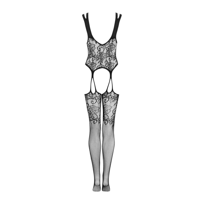 Бодістокінг Obsessive Bodystocking F237 XL/XXL, рослинне плетіння, імітація панчіх