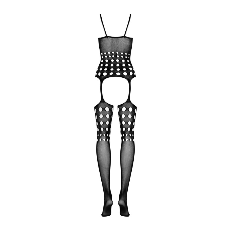 Бодістокінг Obsessive Bodystocking G310 S/M/L, топ, панчохи, підв’язки, круглі вирізи