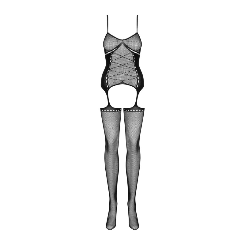 Бодистокинг Obsessive Bodystocking G314 S/M/L, имитация корсета и корсетной шнуровки