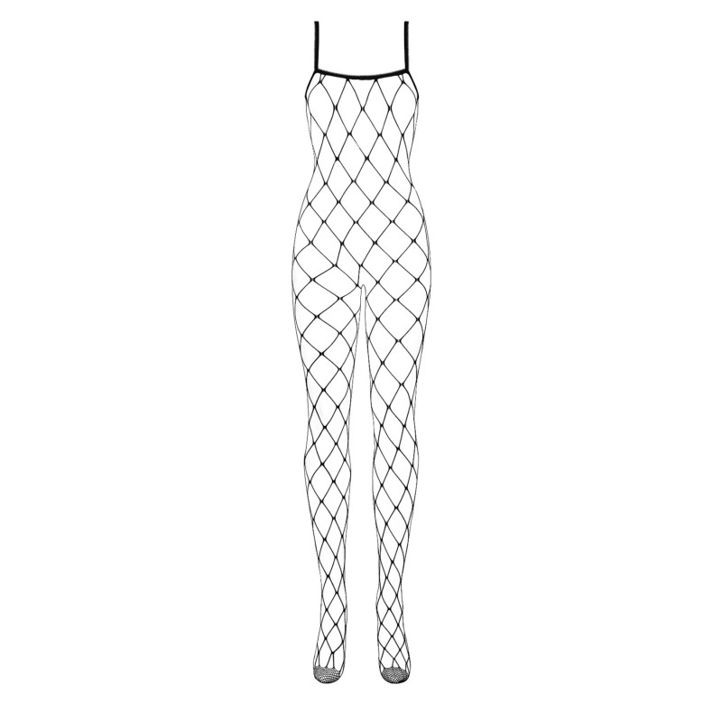 Бодистокинг с крупной ячейкой и открытой грудью Obsessive Bodystocking N102 S/M/L, черный