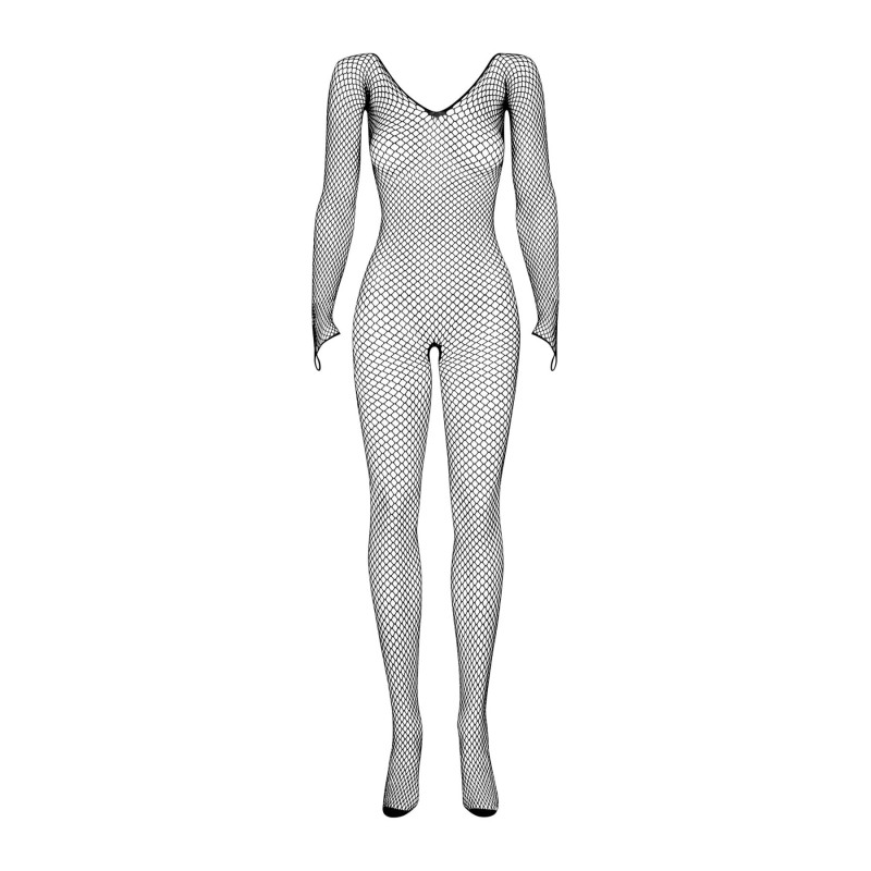 Сітчастий бодістокінг із довгим рукавом Obsessive Bodystocking N109 black S/M/L, чорний, комбінезон