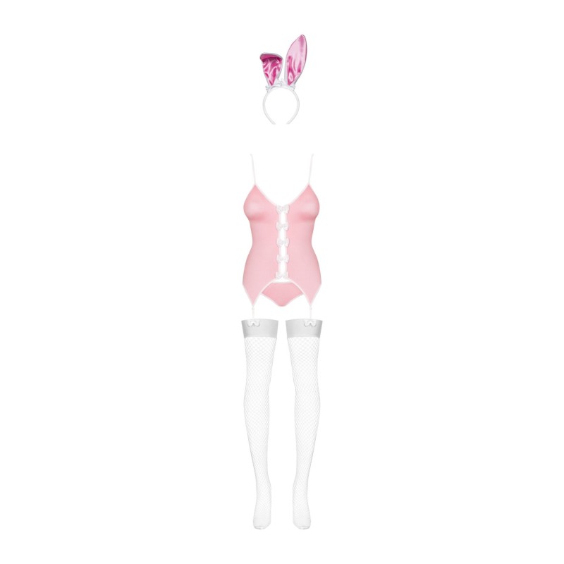 Еротичний костюм зайчика Obsessive Bunny suit 4 pcs costume pink S/M, рожевий, топ з підв’язками