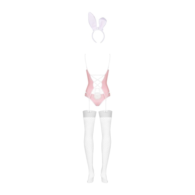 Еротичний костюм зайчика Obsessive Bunny suit 4 pcs costume pink L/XL, рожевий, топ з підв’язками