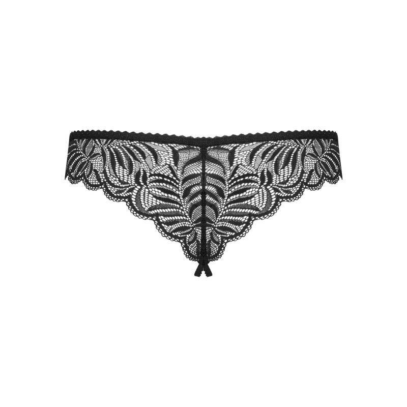 Мереживні танга з доступом Obsessive Contica crothchles thong L/XL, чорні
