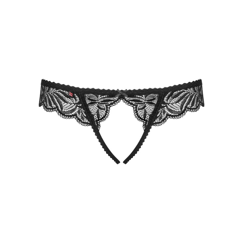 Мереживні танга з доступом Obsessive Contica crothchles thong L/XL, чорні