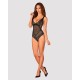 Кружевное боди с декольте Obsessive Estiqua teddy M/L, черное, широкие лямки