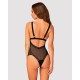 Кружевное боди с декольте Obsessive Estiqua teddy M/L, черное, широкие лямки