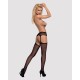 Сітчасті панчохи-стокінги з квітковим малюнком Obsessive Garter stockings S207 S/M/L,чорні